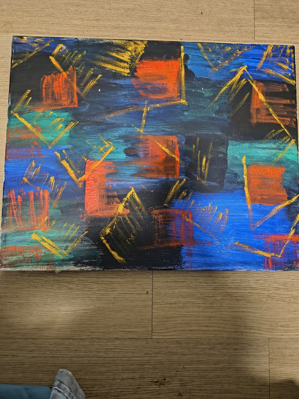 Abstract Original Painting in Blue & Orange